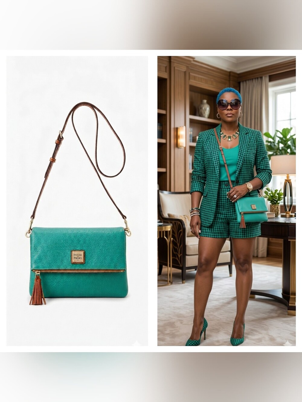 Dooney & Bourke Teal Leather Crossbody Bag NWOT